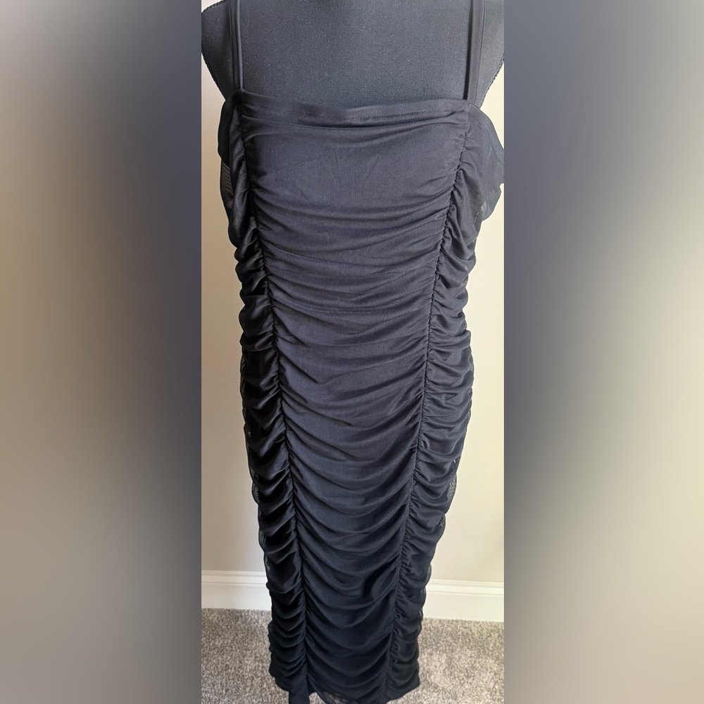 Elegant Black Ruched Dress